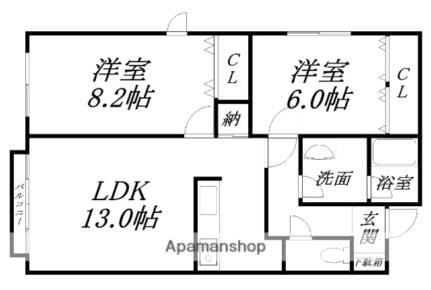 ガーデン昭和ＭＳ 301｜北海道函館市昭和４丁目(賃貸マンション2LDK・3階・62.31㎡)の写真 その2