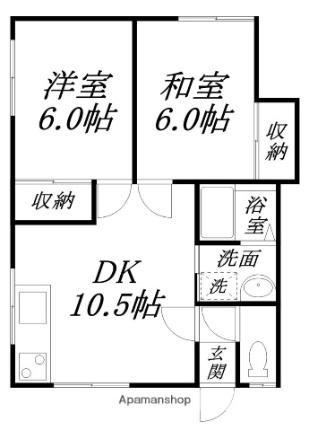 コーポアサヒI 202｜北海道函館市大森町(賃貸アパート2DK・2階・48.76㎡)の写真 その2