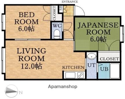 コンチネンタル山の手IIIＡ 202｜北海道札幌市西区山の手五条２丁目(賃貸アパート2LDK・3階・48.32㎡)の写真 その2