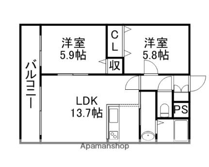 フロスティ弐番館琴似西 102｜北海道札幌市西区発寒三条３丁目(賃貸マンション2LDK・1階・55.35㎡)の写真 その2