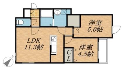 インセンス八軒 401｜北海道札幌市西区八軒八条東２丁目(賃貸マンション2LDK・4階・47.47㎡)の写真 その2