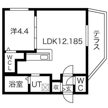 ヴォヤージュ円山 103｜北海道札幌市中央区北二条西２１丁目(賃貸マンション1LDK・1階・37.14㎡)の写真 その2