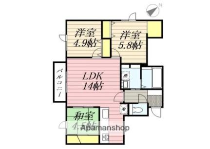 タウンハウス山鼻 301｜北海道札幌市中央区南十七条西１３丁目(賃貸アパート3LDK・3階・63.82㎡)の写真 その2