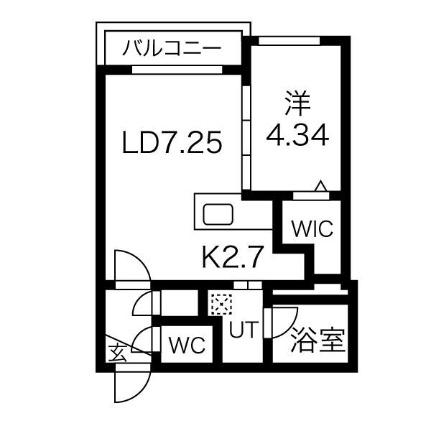 Ｇｒａｎｄｖｅｒｔ 203｜北海道札幌市中央区南十九条西９丁目(賃貸マンション1LDK・2階・35.12㎡)の写真 その2