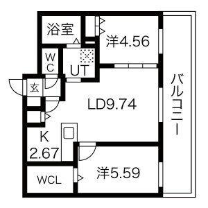 アルファスクエア北20西4 302｜北海道札幌市北区北二十条西４丁目(賃貸マンション2LDK・3階・50.65㎡)の写真 その2