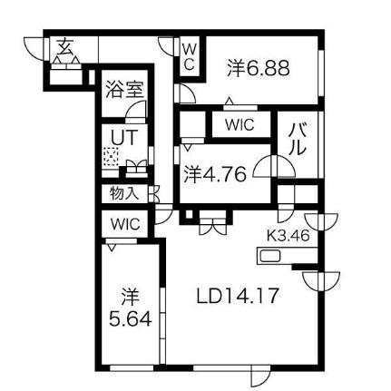 アルファスクエアＳ17 411｜北海道札幌市中央区南十七条西１７丁目(賃貸マンション3LDK・4階・84.13㎡)の写真 その2