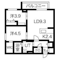 Ｃｒｏｓｓｂｅｌｌ524 4階2LDKの間取り