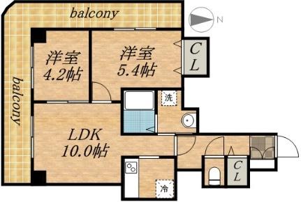 ジュエルタワー 1602｜北海道札幌市中央区南七条西６丁目(賃貸マンション2LDK・16階・44.34㎡)の写真 その2