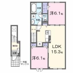 アンジェロI 2階2LDKの間取り