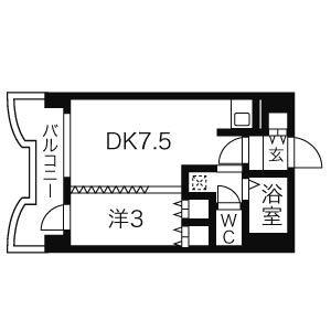 札幌ビオス館 403｜北海道札幌市中央区南五条東３丁目(賃貸マンション1DK・4階・25.47㎡)の写真 その2