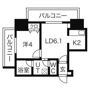 プライヴェル山鼻　壱番館 1206｜北海道札幌市中央区南九条西１２丁目(賃貸マンション1LDK・12階・29.05㎡)の写真 その2