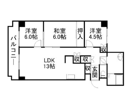 タカイレブンハイム 0201｜北海道札幌市中央区南十一条西１丁目(賃貸マンション3LDK・2階・61.97㎡)の写真 その2