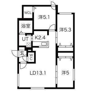 ＡＬＰＨＡ山鼻 205｜北海道札幌市中央区南十二条西１２丁目(賃貸マンション3LDK・2階・64.79㎡)の写真 その2