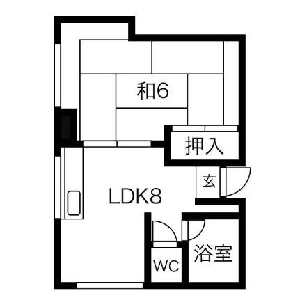 共栄ハイム 201｜北海道札幌市中央区北四条西２６丁目(賃貸マンション1LDK・2階・25.51㎡)の写真 その2