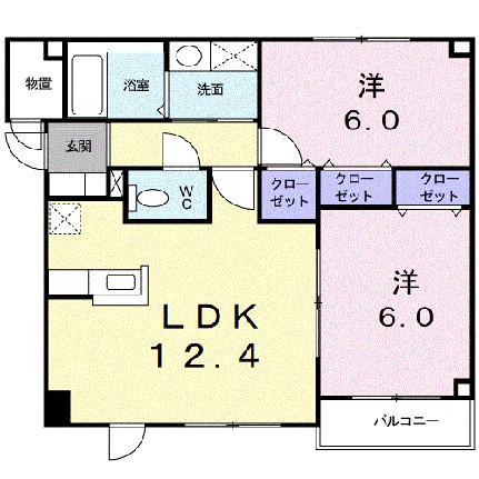 ヴィラ・アロニア 102｜北海道江別市高砂町(賃貸アパート2LDK・1階・54.82㎡)の写真 その2