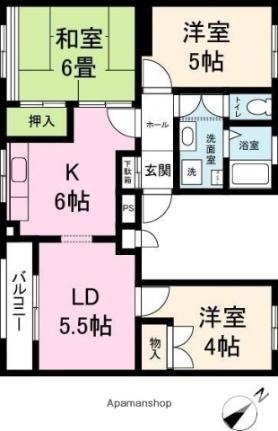 北海道江別市大麻東町(賃貸マンション3LDK・2階・59.73㎡)の写真 その2