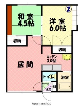 新都パルティール ｜北海道旭川市旭町一条２１丁目(賃貸アパート2LDK・1階・44.75㎡)の写真 その2