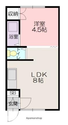 コーポサンヒル F｜北海道旭川市神楽岡八条６丁目(賃貸アパート1LDK・2階・24.48㎡)の写真 その2