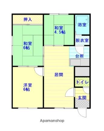 グランヴィア東 101｜北海道旭川市東一条３丁目(賃貸マンション3LDK・1階・53.05㎡)の写真 その2