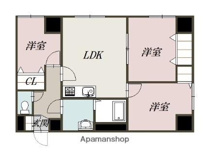 グランビューエーコー ｜北海道旭川市旭町一条２丁目(賃貸マンション3LDK・2階・68.14㎡)の写真 その2