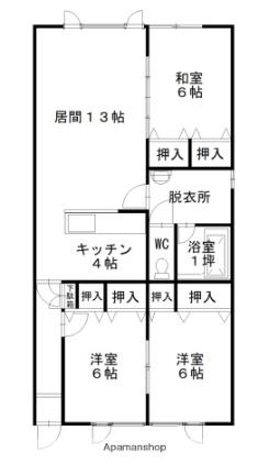 フォーシーズン ｜北海道旭川市大町一条９丁目(賃貸アパート3LDK・2階・80.64㎡)の写真 その2