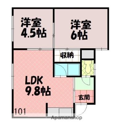 フォーセブンマンション 101｜北海道旭川市永山四条７丁目(賃貸アパート2DK・1階・40.50㎡)の写真 その2