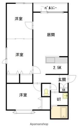 ティアラ6・1 201｜北海道旭川市末広六条１丁目(賃貸アパート3LDK・2階・68.89㎡)の写真 その2