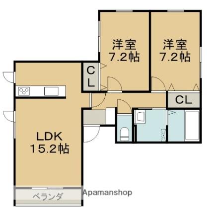 Ｃｒｅａ ｜北海道帯広市西二条南３１丁目(賃貸アパート2LDK・2階・66.00㎡)の写真 その2