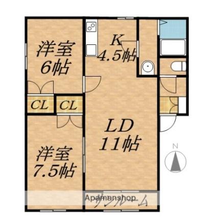 キノビレッジＣ ｜北海道河東郡音更町木野大通東５丁目(賃貸アパート2LDK・2階・56.70㎡)の写真 その2