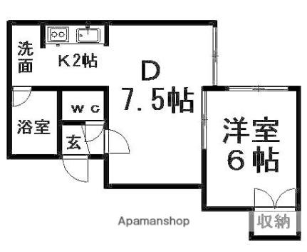 北海道札幌市清田区真栄二条２丁目(賃貸アパート1DK・2階・33.50㎡)の写真 その2