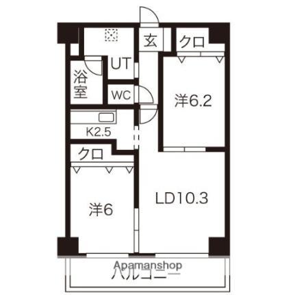 クリーンコンフォート 602｜北海道札幌市厚別区厚別西二条２丁目(賃貸マンション2LDK・6階・56.70㎡)の写真 その2