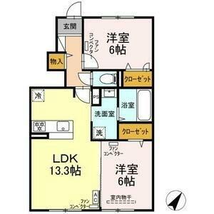 ノルド北柏木　I 103 ｜ 北海道恵庭市北柏木町２丁目（賃貸アパート2LDK・1階・59.14㎡） その2