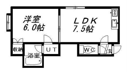 たんぽぽ 205｜北海道札幌市白石区栄通６丁目(賃貸アパート1DK・2階・29.30㎡)の写真 その2