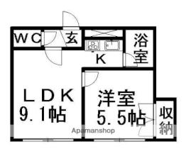 ＨＳ菊水624 404 ｜ 北海道札幌市白石区菊水六条２丁目（賃貸マンション1DK・4階・34.50㎡） その2