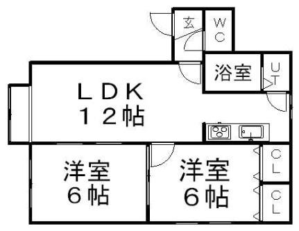 リバーサイド元町 101｜北海道札幌市白石区菊水元町八条１丁目(賃貸アパート2LDK・2階・55.00㎡)の写真 その2