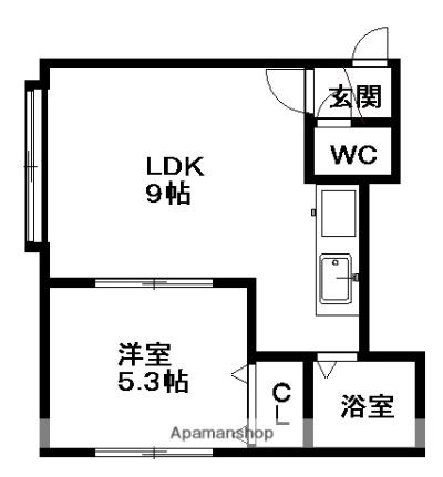 アドヴァンス八軒 101｜北海道札幌市西区八軒八条東５丁目(賃貸アパート1DK・2階・34.36㎡)の写真 その2