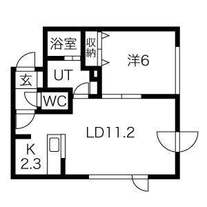 グラマシー 201｜北海道札幌市中央区北三条西２３丁目(賃貸マンション1LDK・2階・41.26㎡)の写真 その2