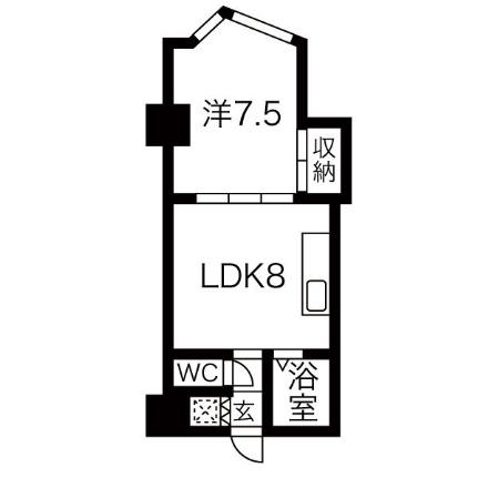 江洋ビル 302｜北海道札幌市北区北二十条西３丁目(賃貸マンション1DK・3階・32.40㎡)の写真 その2