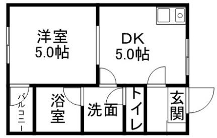 ＮＩＣＯ 0203｜北海道小樽市緑４丁目(賃貸アパート1DK・2階・24.84㎡)の写真 その2