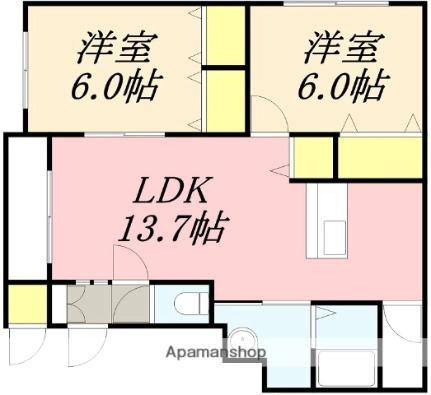 アヴァンセ花園4丁目 101｜北海道小樽市花園４丁目(賃貸マンション2LDK・1階・55.06㎡)の写真 その2