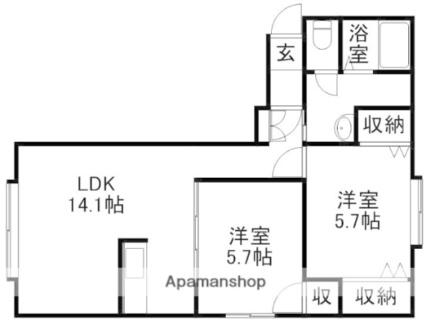 エターナル30 103｜北海道札幌市豊平区豊平八条１３丁目(賃貸アパート2LDK・2階・54.20㎡)の写真 その2