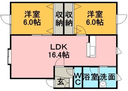 クレイン福住Ａ 0201｜北海道札幌市豊平区福住二条５丁目(賃貸アパート2LDK・2階・61.31㎡)の写真 その2