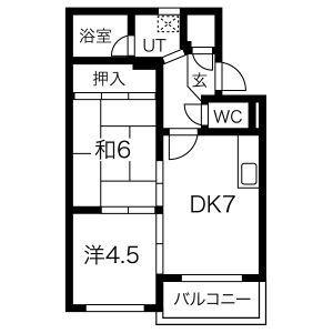 サンケンビル 302｜北海道札幌市豊平区平岸四条１３丁目(賃貸マンション2DK・3階・43.52㎡)の写真 その2