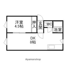 ワイズ当別Ｂ棟 1階1LDKの間取り