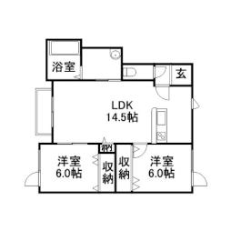 エアリータウンＣ 1階2LDKの間取り