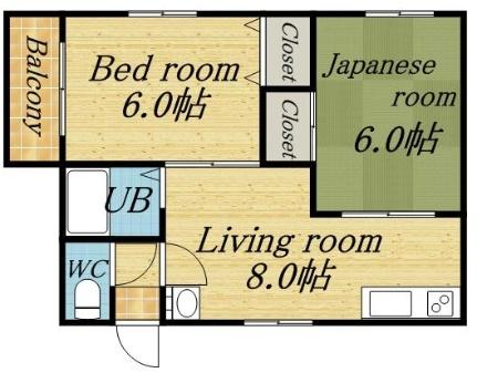 シティハイム高砂 5｜北海道札幌市東区本町一条２丁目(賃貸アパート2LDK・2階・38.88㎡)の写真 その2