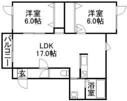 エル　アリビオＢ棟 2階2LDKの間取り