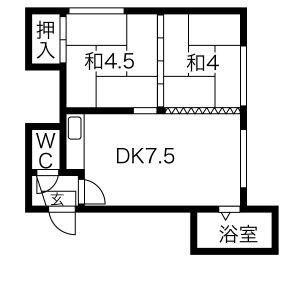 市川ハイツ 6｜北海道札幌市東区北二十一条東２丁目(賃貸アパート2DK・2階・32.50㎡)の写真 その2