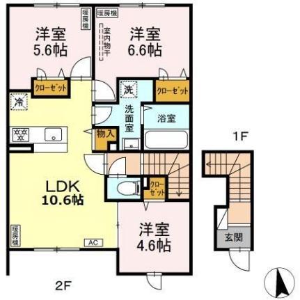 ＤーＲＯＯＭ篠路　II 201 ｜ 北海道札幌市北区篠路四条７丁目（賃貸アパート3LDK・2階・69.76㎡） その2