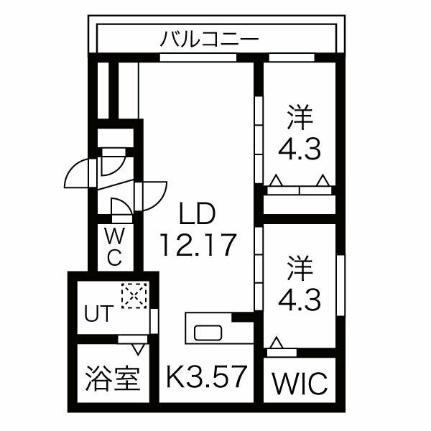 パレス楸 302｜北海道札幌市中央区北十六条西１５丁目(賃貸マンション2LDK・3階・54.14㎡)の写真 その2